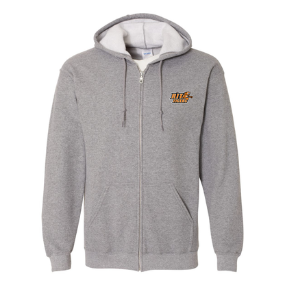 Men's RIT Tigers Logo Gildan  Heavy Blend Full Zip Hooded Sweatshirt
