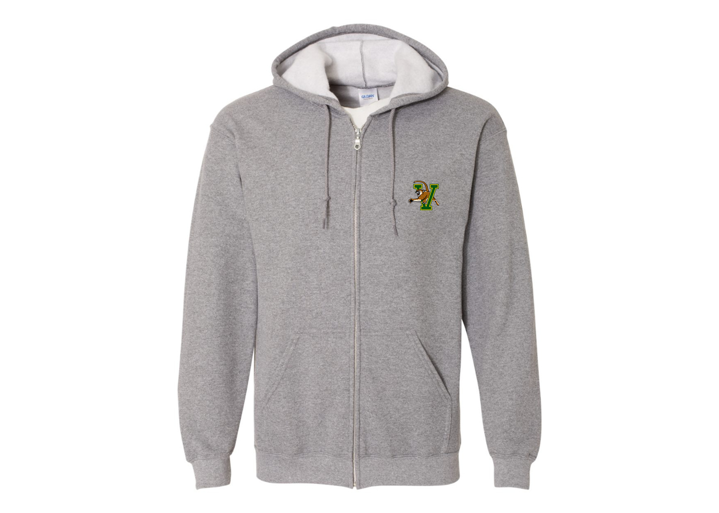 Men's Vermont Catamounts Gildan  Heavy Blend Full Zip Hooded Sweatshirt