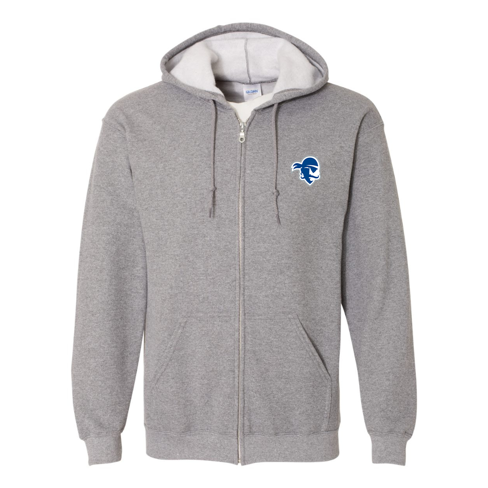 Men's Seton Hall Pirates Logo Gildan  Heavy Blend Full Zip Hooded Sweatshirt