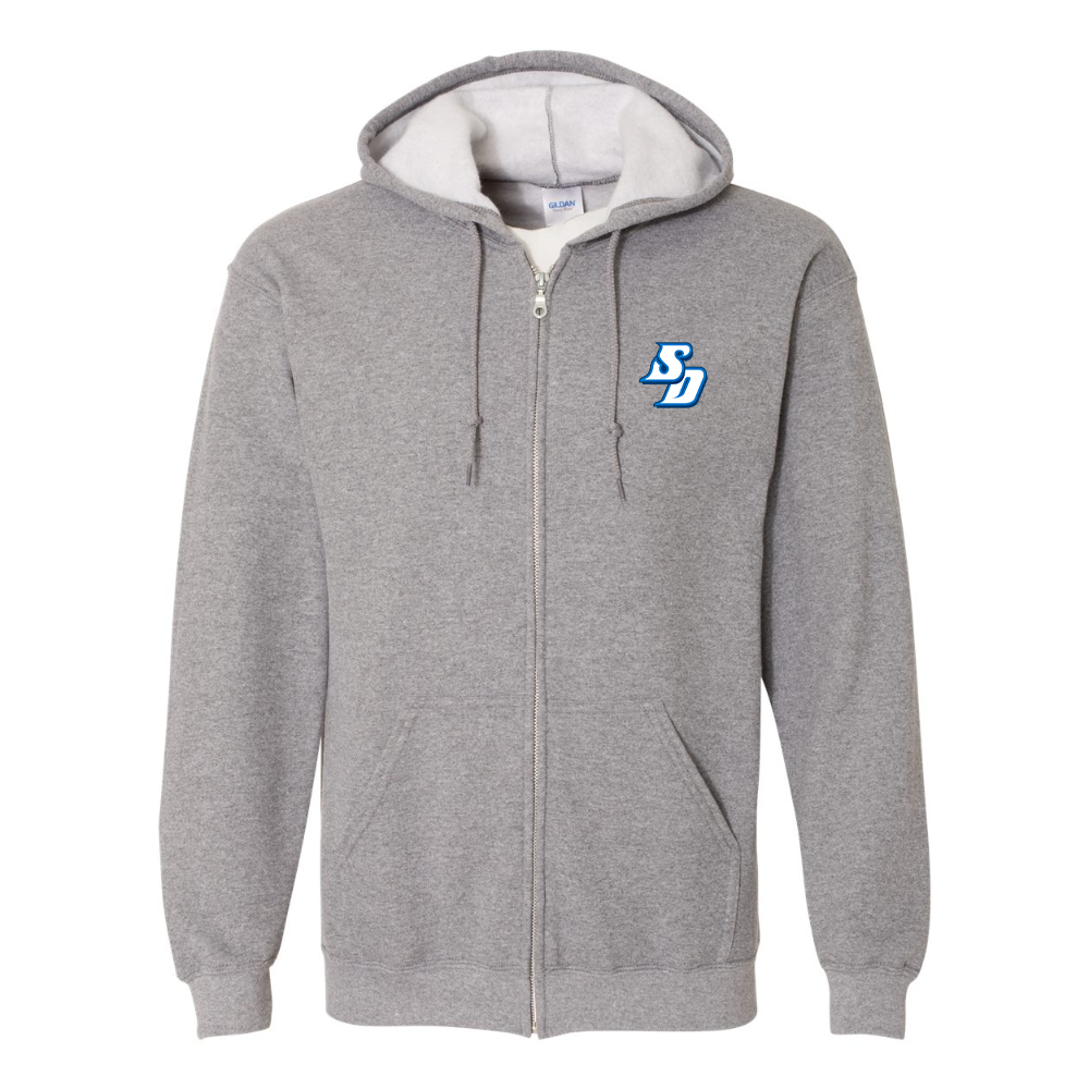 Men's San Diego Toreros Logo Gildan  Heavy Blend Full Zip Hooded Sweatshirt