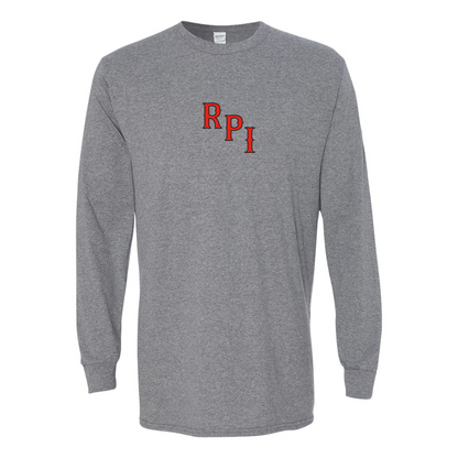 Men's RPI Engineers Logo Gildan Heavy Cotton Long Sleeve T-Shirt