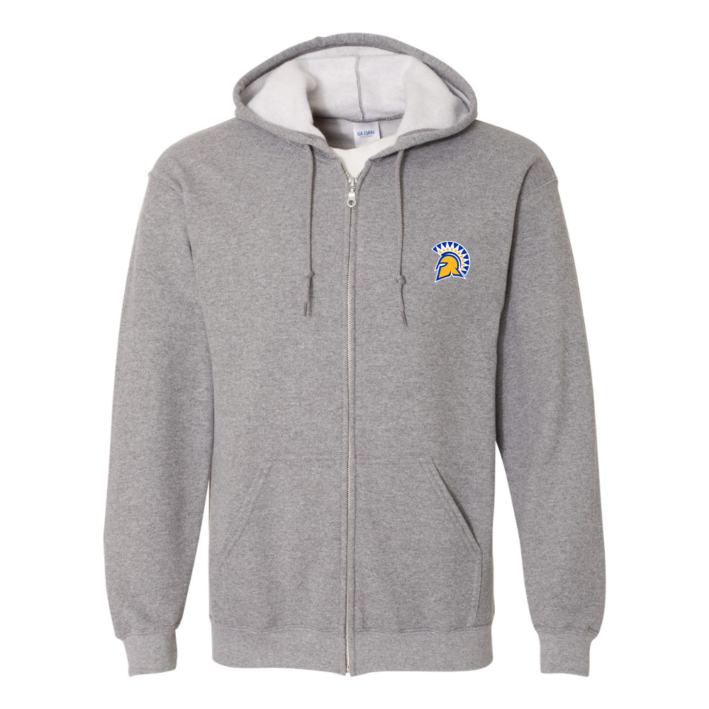 Men's San Jose State Spartans Logo Gildan  Heavy Blend Full Zip Hooded Sweatshirt