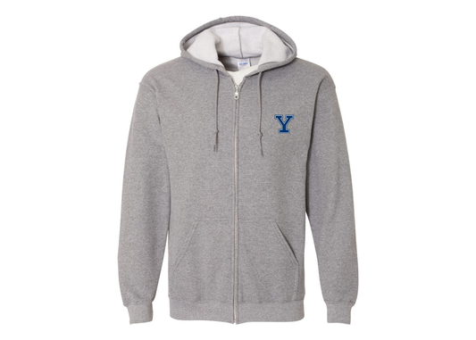 Men's Yale Bulldogs Gildan  Heavy Blend Full Zip Hooded Sweatshirt