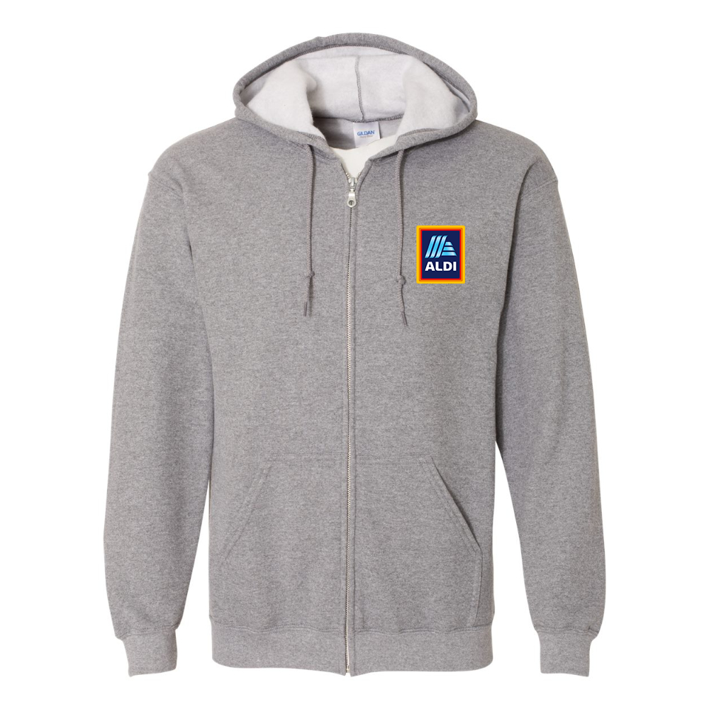 Men's Aldi Logo Gildan  Heavy Blend Full Zip Hooded Sweatshirt
