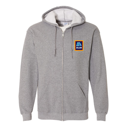 Men's Aldi Logo Gildan  Heavy Blend Full Zip Hooded Sweatshirt