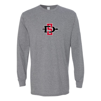 Men's San Diego State Aztecs Logo Gildan Heavy Cotton Long Sleeve T-Shirt