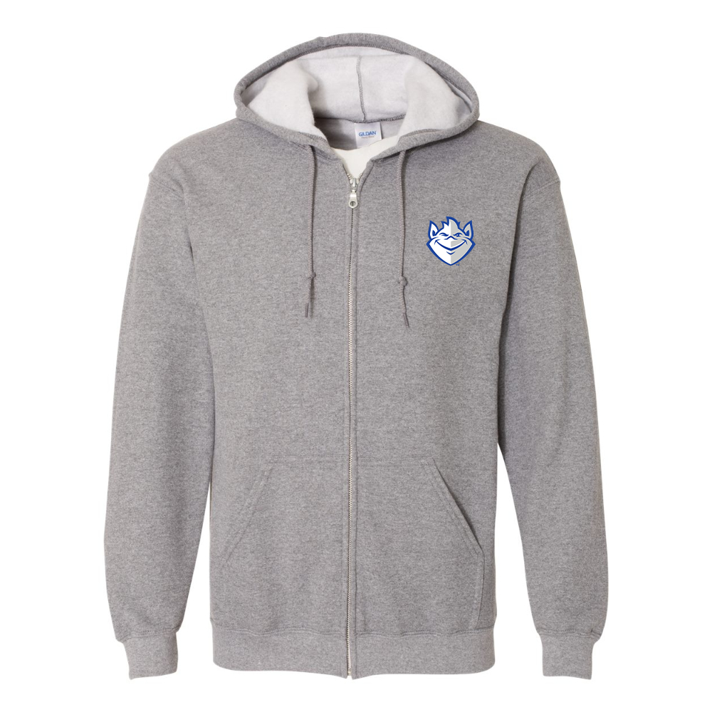 Men's Saint Louis Billikens Logo Gildan  Heavy Blend Full Zip Hooded Sweatshirt