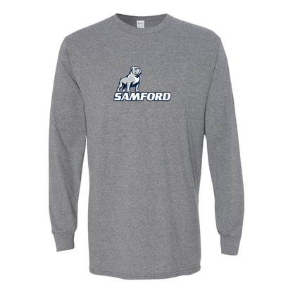 Men's Samford Bulldogs Logo Gildan Heavy Cotton Long Sleeve T-Shirt