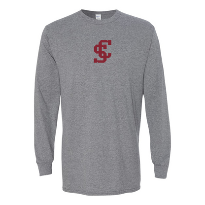 Men's Santa Clara Broncos Logo  Gildan Heavy Cotton Long Sleeve T-Shirt