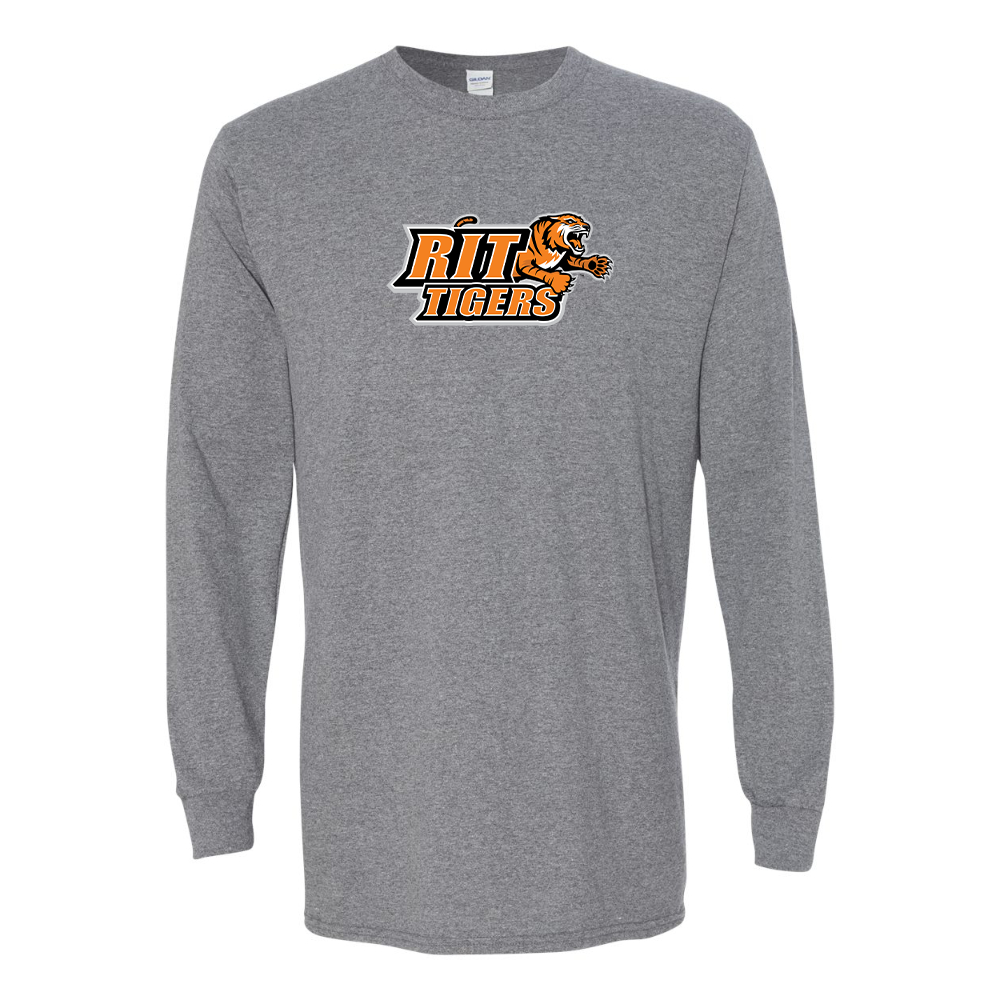Men's RIT Tigers Logo Gildan Heavy Cotton Long Sleeve T-Shirt