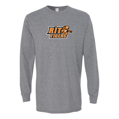 Men's RIT Tigers Logo Gildan Heavy Cotton Long Sleeve T-Shirt