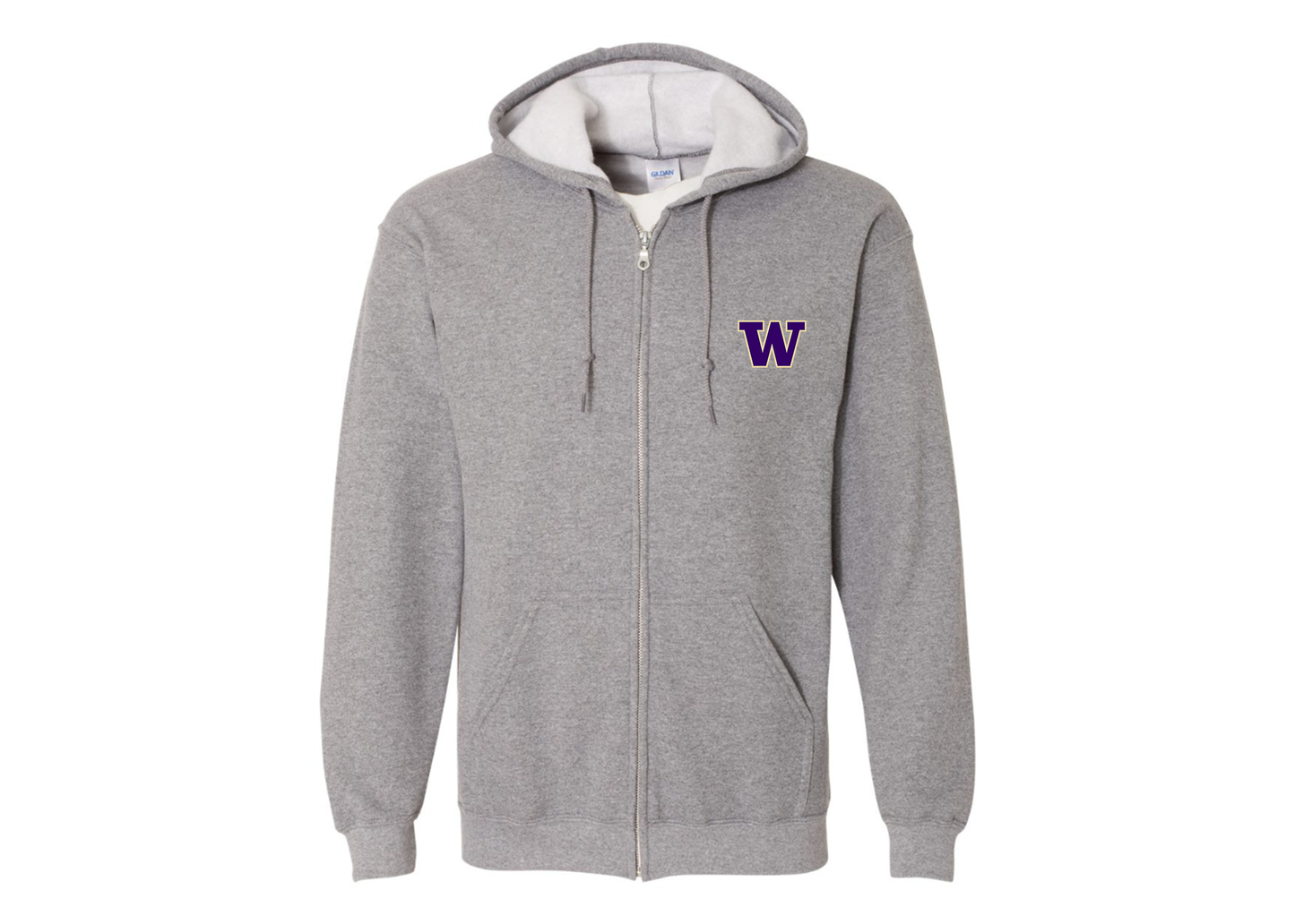 Men's Washington Huskies Gildan  Heavy Blend Full Zip Hooded Sweatshirt