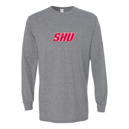 Men's Sacred Heart Pioneers Logo Gildan Heavy Cotton Long Sleeve T-Shirt