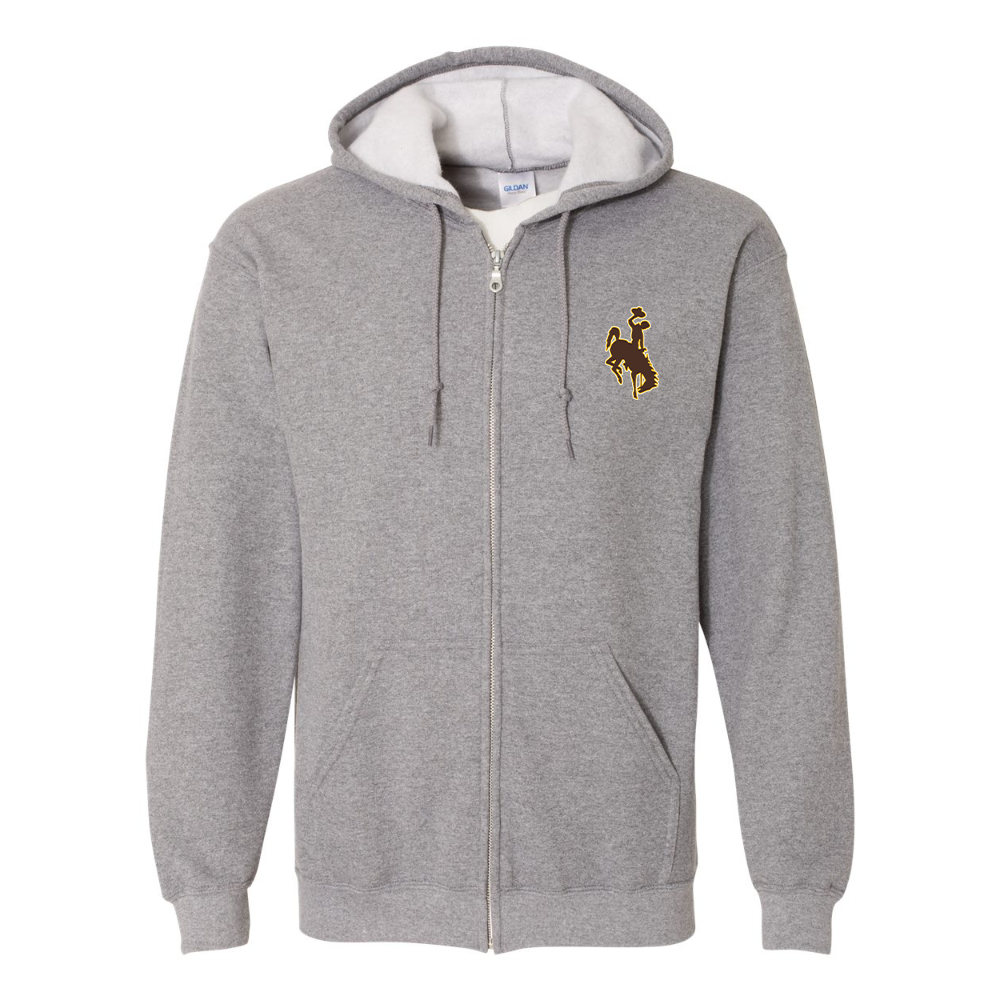 Men's Wyoming Cowboys Gildan Heavy Blend Full Zip Hooded Sweatshirt