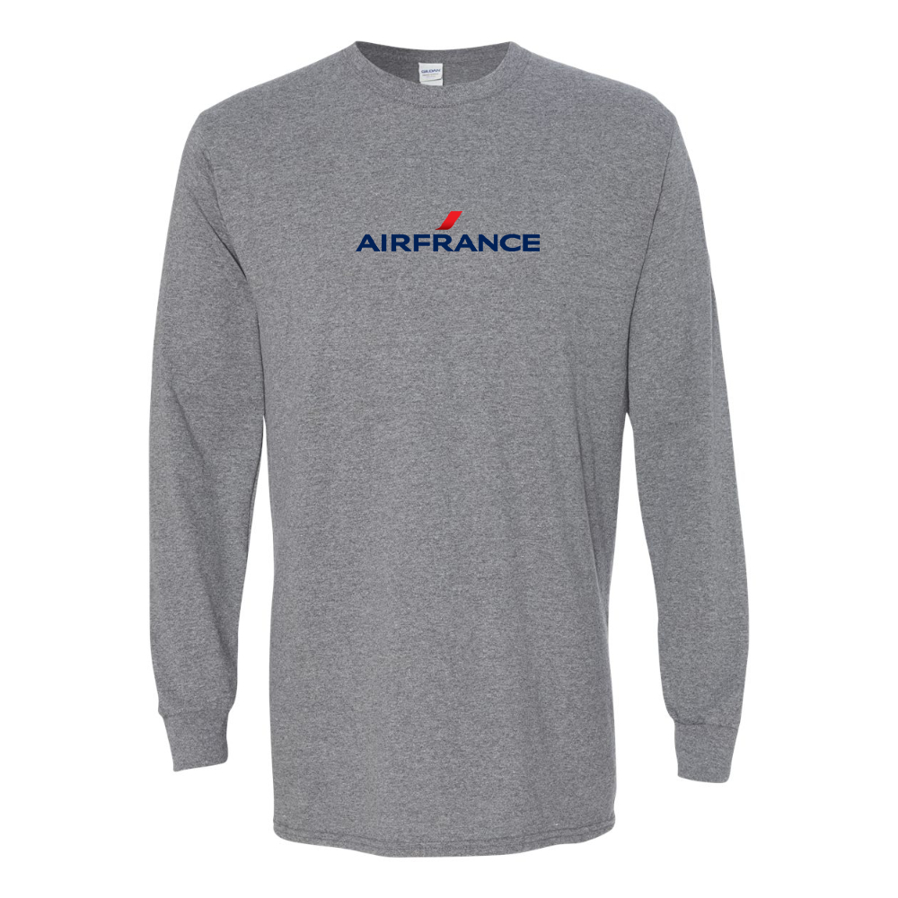 Men's Air France Logo Gildan Heavy Cotton Long Sleeve T-Shirt
