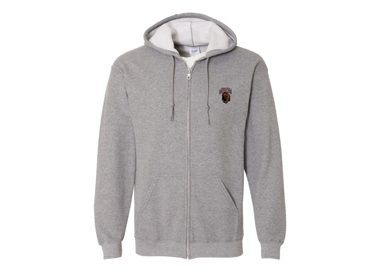 Men's Montana Grizzliesl Gildan  Heavy Blend Full Zip Hooded Sweatshirt