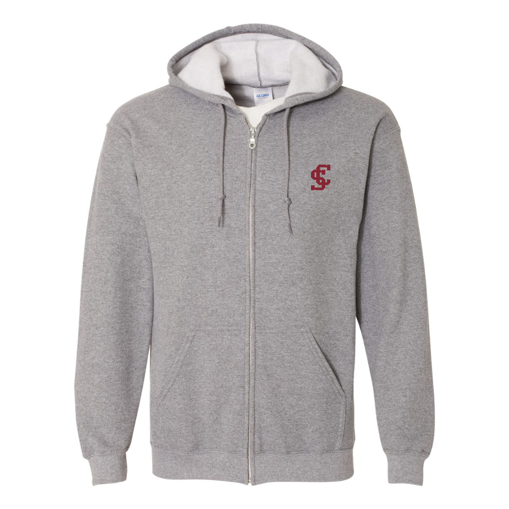 Men's Santa Clara Broncos Logo Gildan  Heavy Blend Full Zip Hooded Sweatshirt