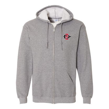 Men's San Diego State Aztecs Logo Gildan  Heavy Blend Full Zip Hooded Sweatshirt