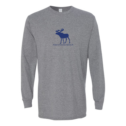 Men's Abercrombie & Fitch Moose Logo Gildan Heavy Cotton Long Sleeve T-Shirt