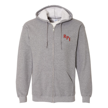 Men's RPI Engineers Logo Gildan  Heavy Blend Full Zip Hooded Sweatshirt