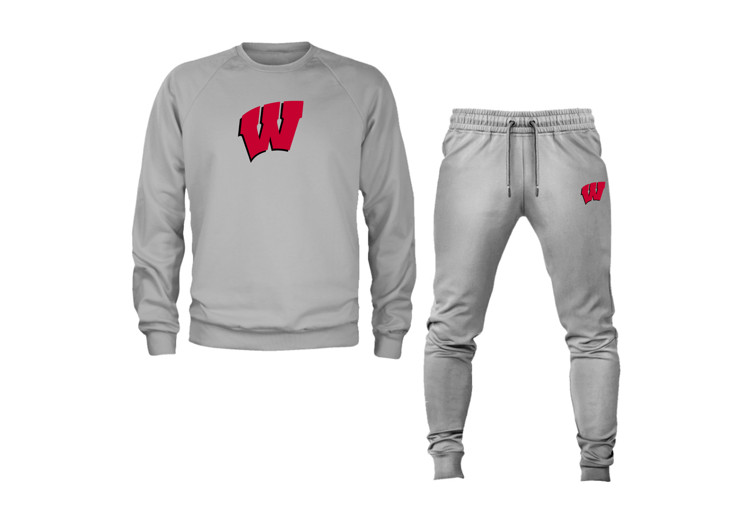 Men's Wisconsin Badgers Crewneck Sweatshirt Joggers Suit