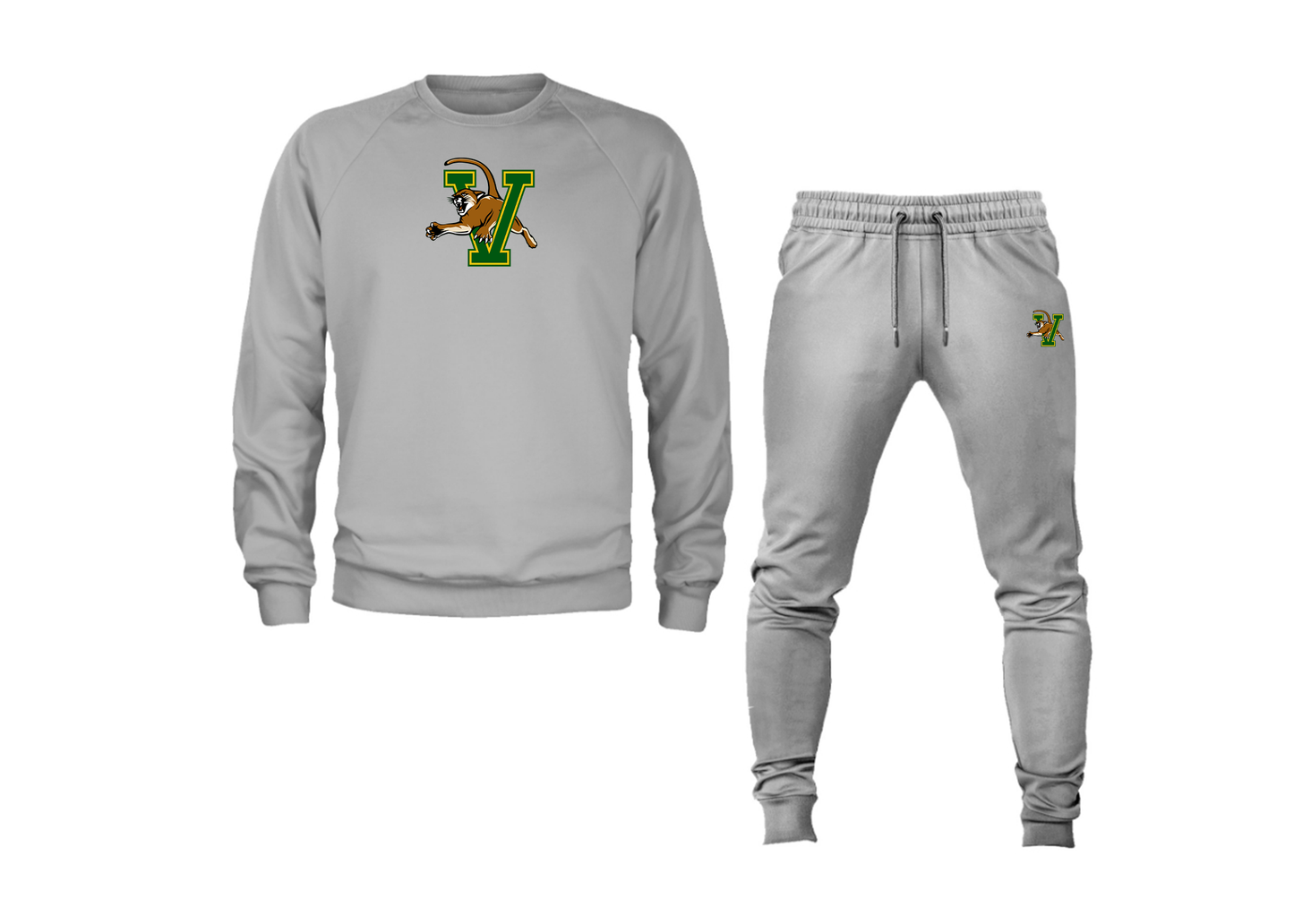 Men's Vermont Catamounts Crewneck Sweatshirt Joggers Suit