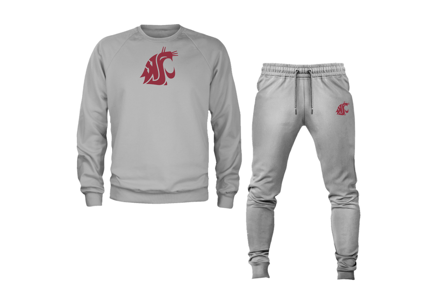 Men's Washington State Cougars Crewneck Sweatshirt Joggers Suit