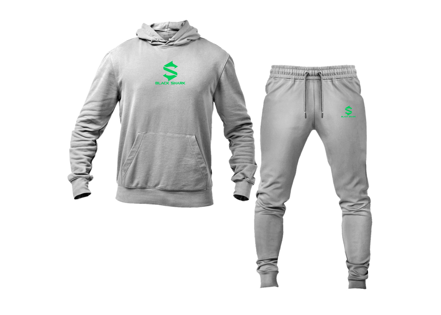 Men's Black Shark Logo Hoodie Joggers Set