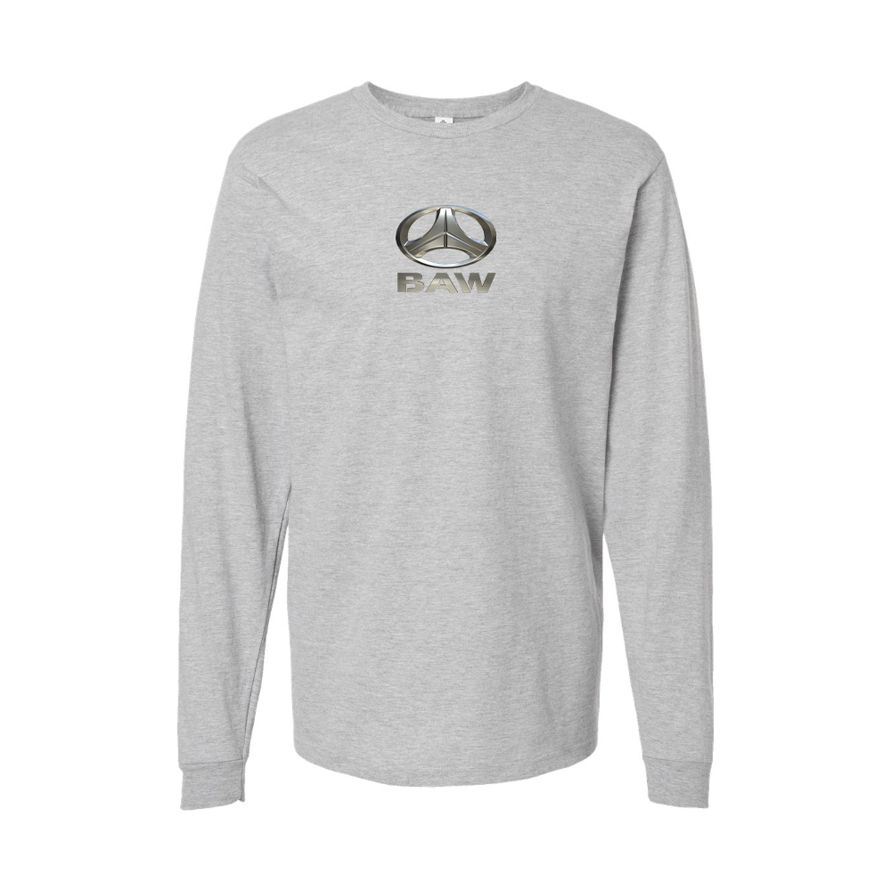 Youth Beijing Automobile Works Logo Cotton Long Sleeve T-Shirt