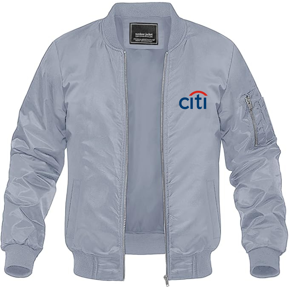 Men's Citi logo Lightweight Bomber Jacket Windbreaker Softshell Varsity Jacket Coat