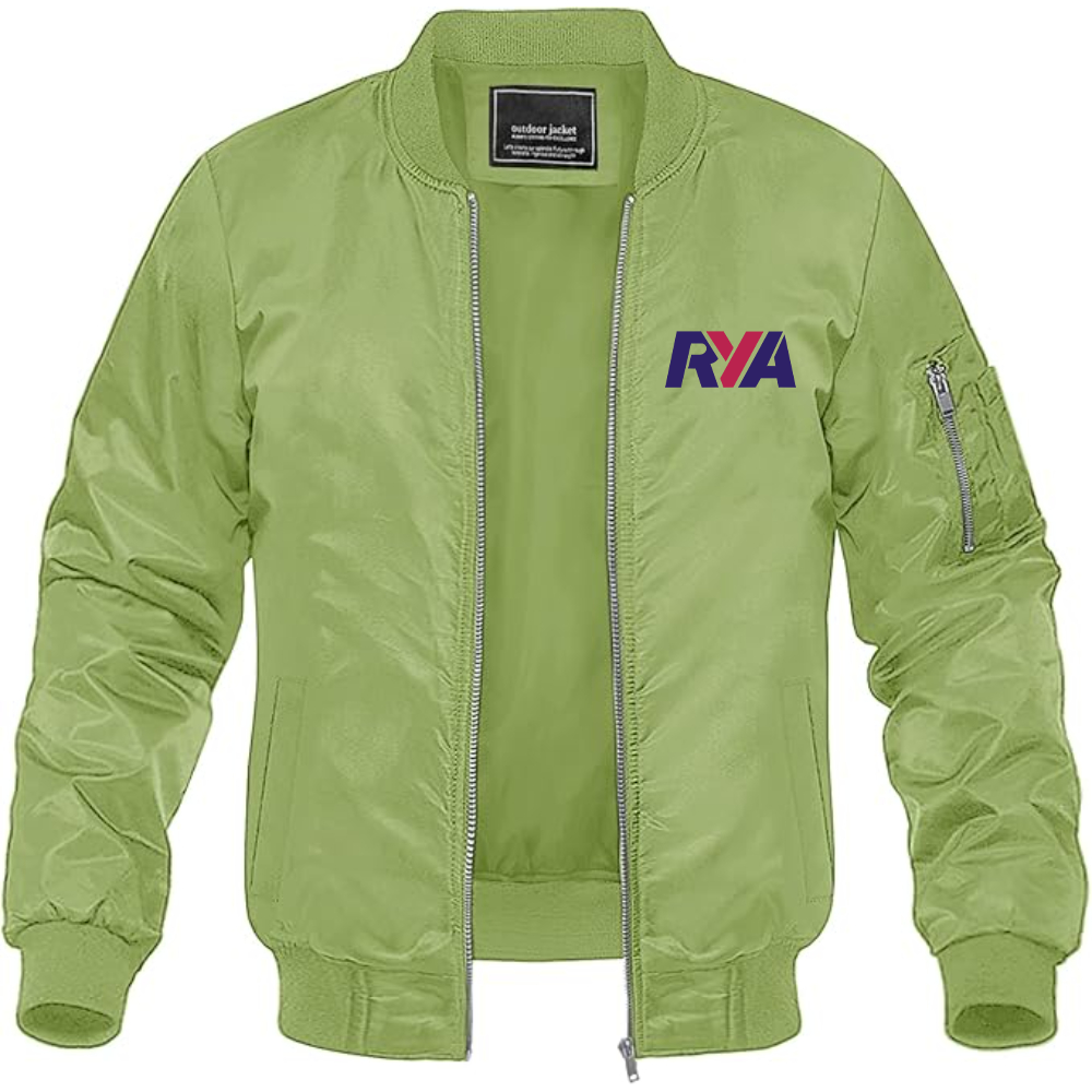 Men's Rya Logo Lightweight Bomber Jacket Windbreaker Softshell Varsity Jacket Coat