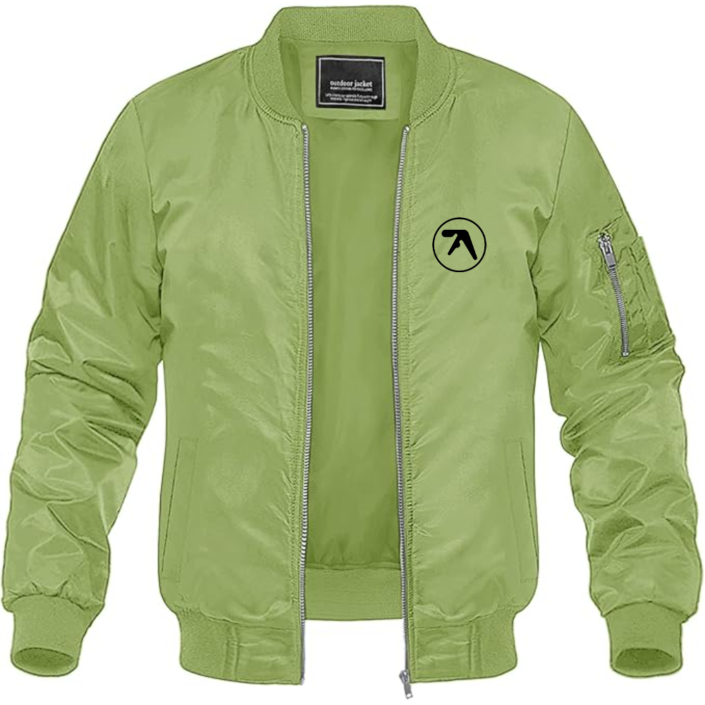 Men's Aphex Twin Logo Lightweight Bomber Jacket Windbreaker Softshell Varsity Jacket Coat