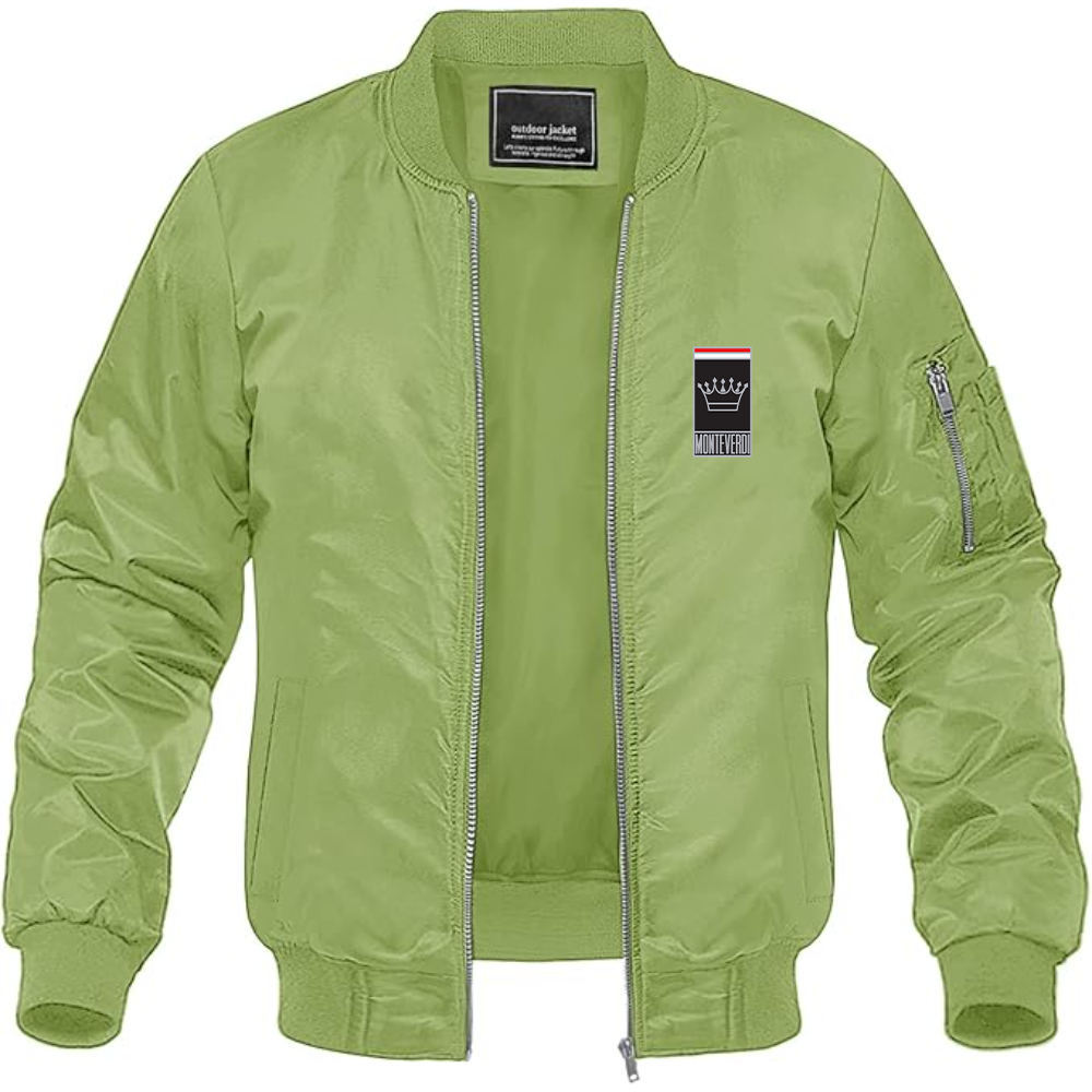 Men's Monteverdi Logo Lightweight Bomber Jacket Windbreaker Softshell Varsity Jacket Coat
