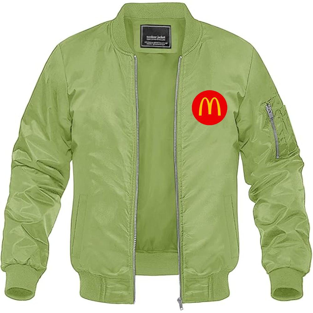 Men's McDonalds  Logo Lightweight Bomber Jacket Windbreaker Softshell Varsity Jacket Coat