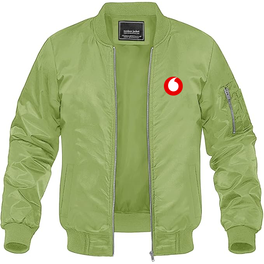 Men's Vodafone Logo Lightweight Bomber Jacket Windbreaker Softshell Varsity Jacket Coat