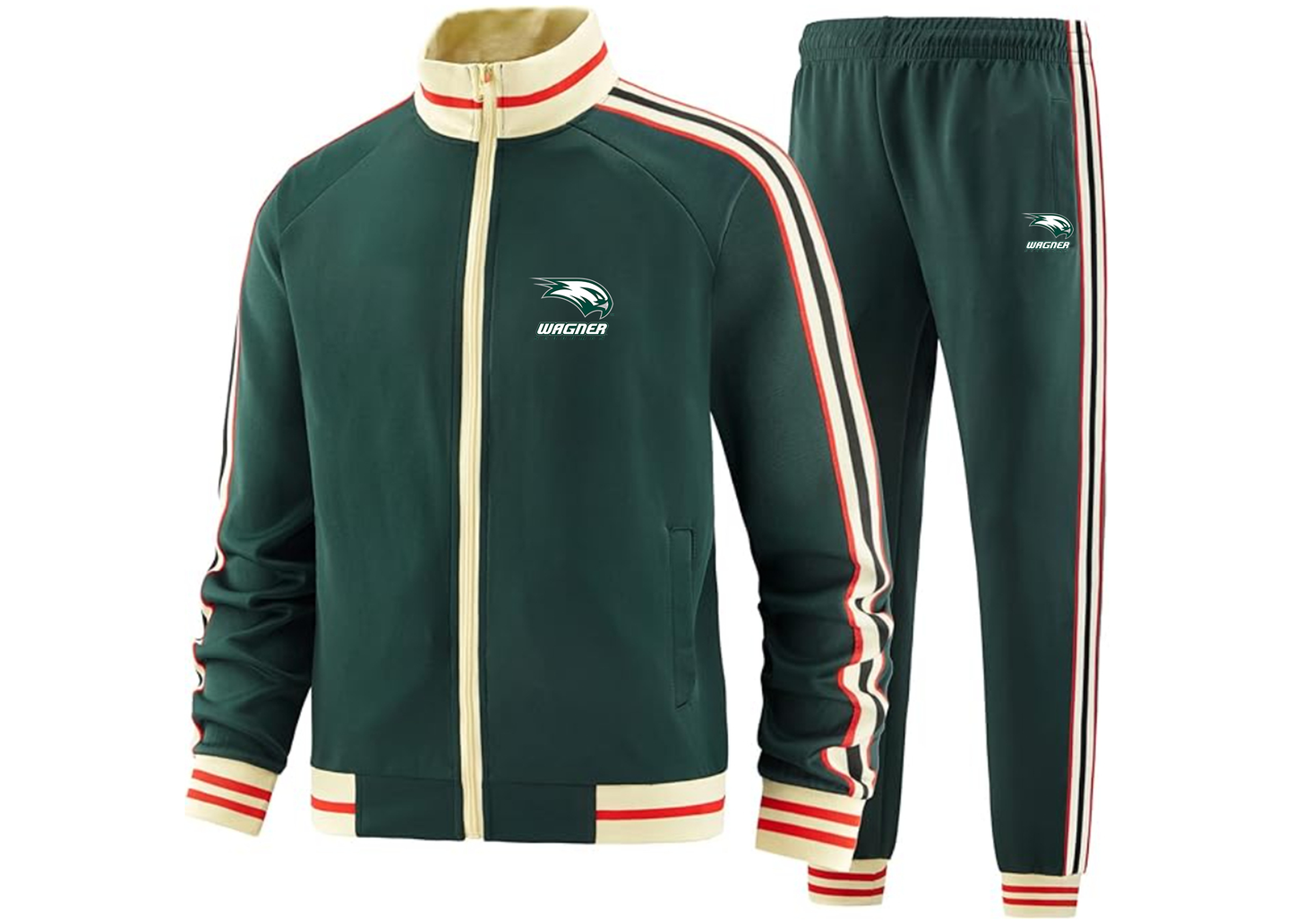 Men's Wagner Seahawks Tracksuit with Bold Striped Accents and Zippered Front Athletic Wear