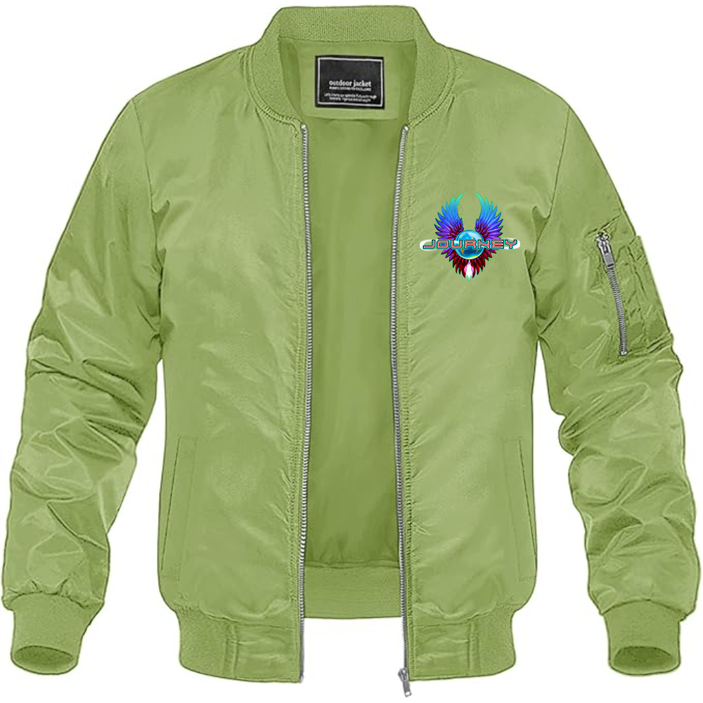 Men's Journey Logo Lightweight Bomber Jacket Windbreaker Softshell Varsity Jacket Coat
