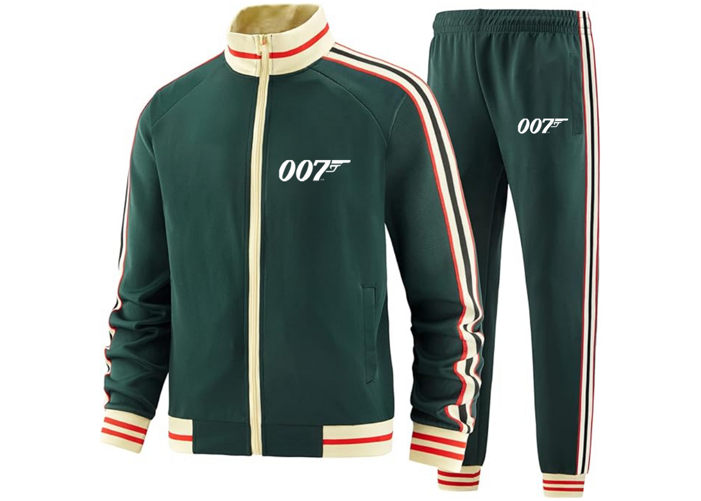 Men's 007 James Bond Movie - Premium Two-Piece Designer Tracksuit  Zippered Front