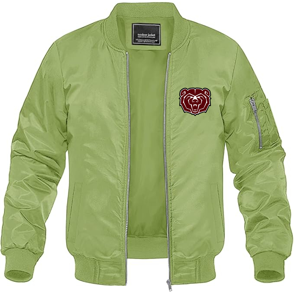 Men's Missouri State Bears Logo Lightweight Bomber Jacket Windbreaker Softshell Varsity Jacket Coat