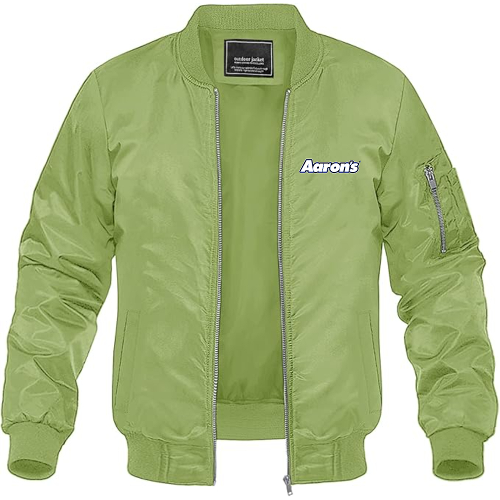 Men's Aaron_s Logo Lightweight Bomber Jacket Windbreaker Softshell Varsity Jacket Coat