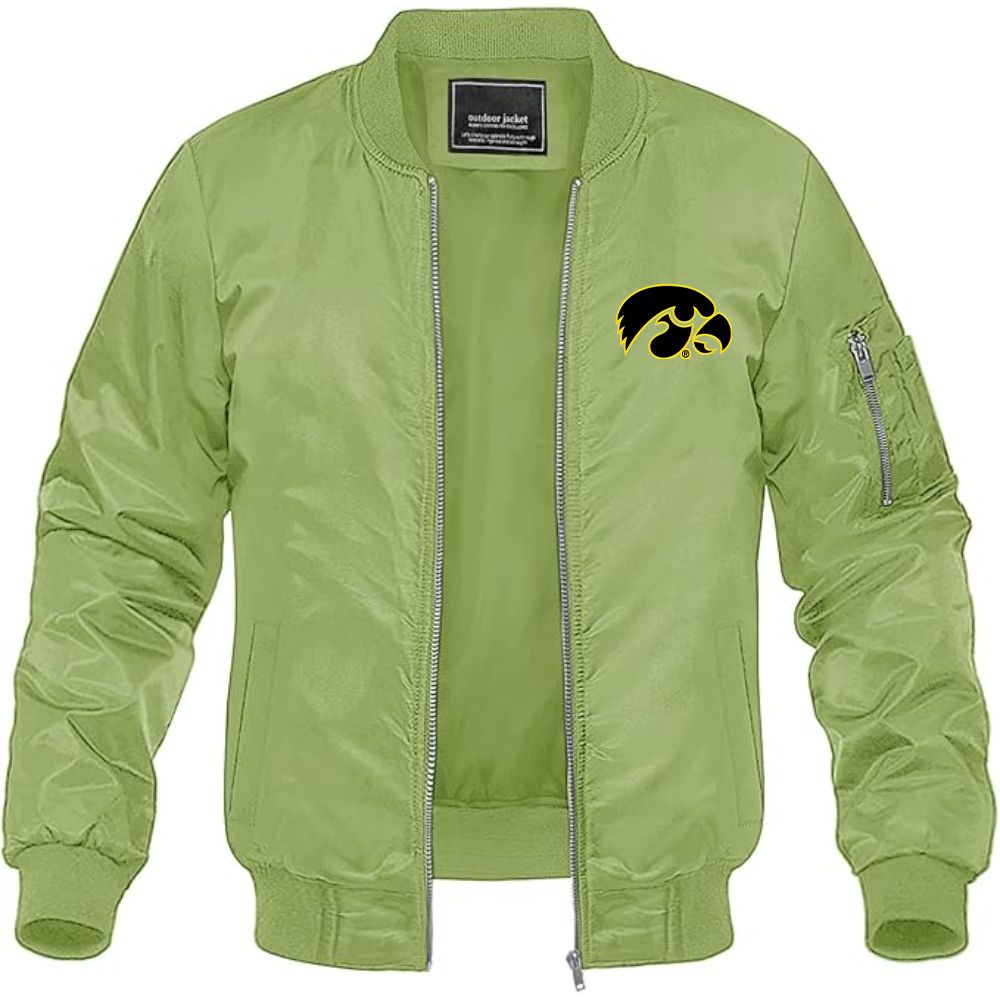 Men's Lowa Hawkeyes Logo Lightweight Bomber Jacket Windbreaker Softshell Varsity Jacket Coat