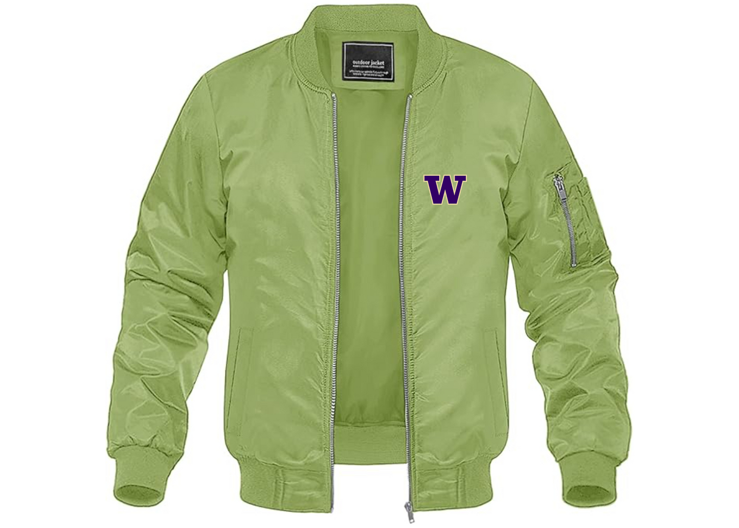 Men's Washington Huskies Lightweight Bomber Jacket Windbreaker Softshell Varsity Jacket Coat
