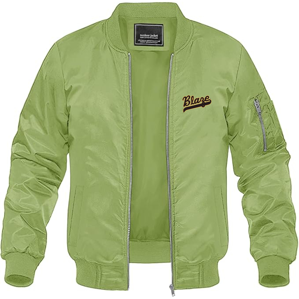 Men's Bakersfield Blaze Logo Lightweight Bomber Jacket Windbreaker Softshell Varsity Jacket Coat