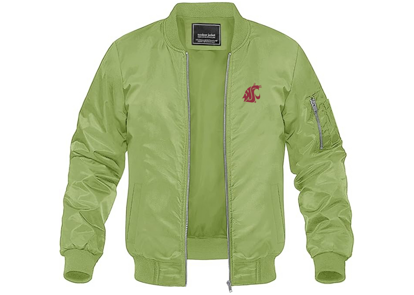 Men's Washington State Cougars Lightweight Bomber Jacket Windbreaker Softshell Varsity Jacket Coat