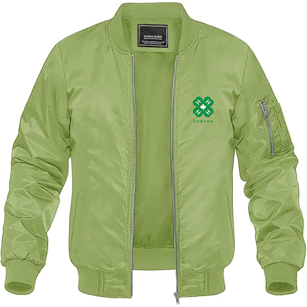 Men's 4H Canada Logo Lightweight Bomber Jacket Windbreaker Softshell Varsity Jacket Coat