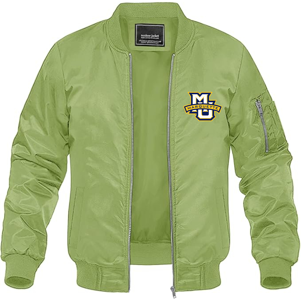 Men's Marquette Golden Eagles Logo Lightweight Bomber Jacket Windbreaker Softshell Varsity Jacket Coat