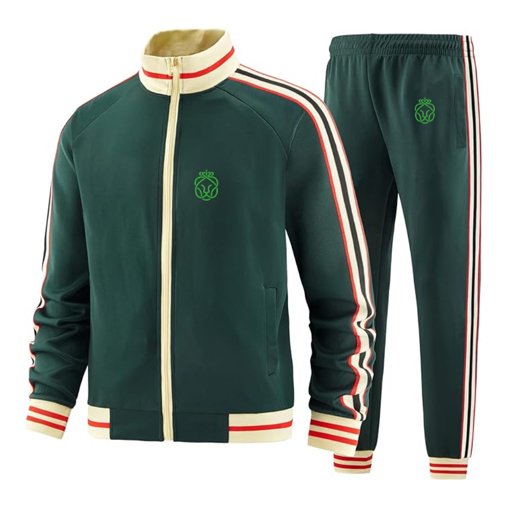 Men's Ahold Delhaize Symbol  Tracksuit with Bold Striped Accents and Zippered Front Athletic Wear