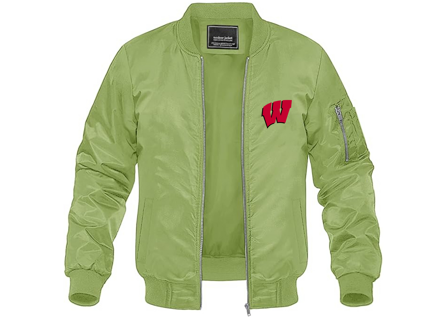 Men's Wisconsin Badgers Lightweight Bomber Jacket Windbreaker Softshell Varsity Jacket Coat
