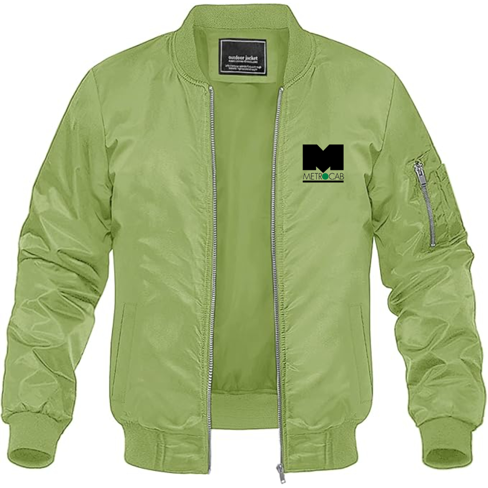 Men's Metrocab Logo Lightweight Bomber Jacket Windbreaker Softshell Varsity Jacket Coat