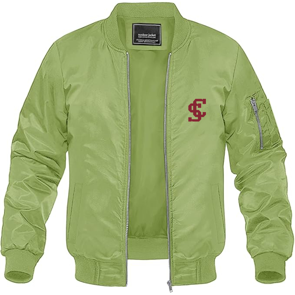 Men's Santa Clara Broncos Logo Lightweight Bomber Jacket Windbreaker Softshell Varsity Jacket Coat